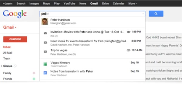 Google integrated Google Search and Drive into Gmail accounts