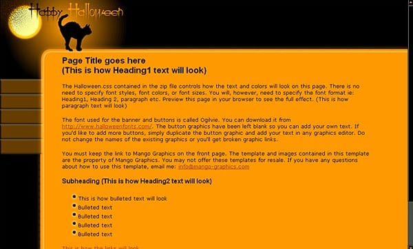Download a free web template for Halloween