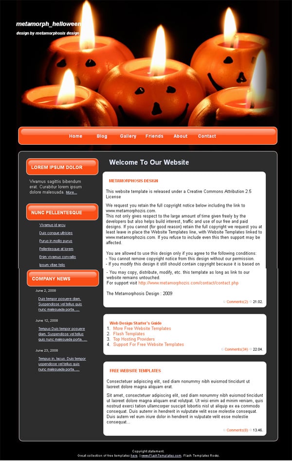 Download a free web template for Halloween