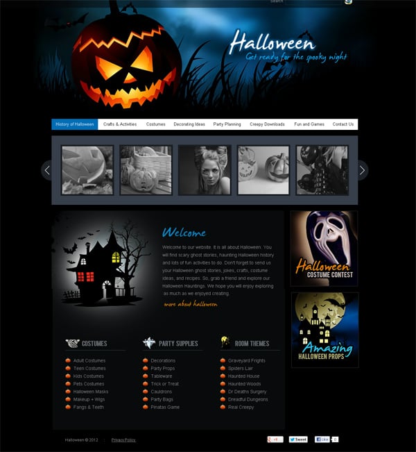 Download a web template for Halloween