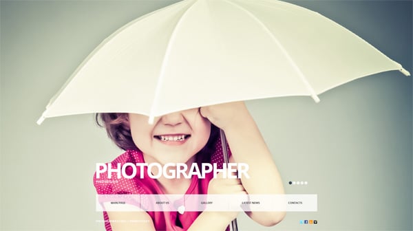 Photographer's Website Template with Background Image Gallery