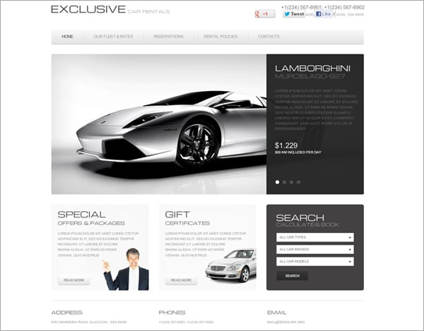 Car Rentals Flash Template