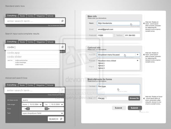 Download web form elements PSD