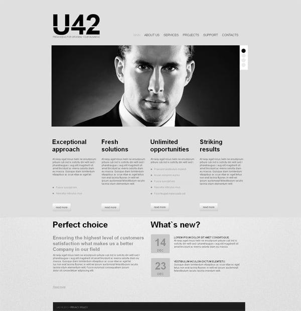 Template for Personal Website in Black and White Style