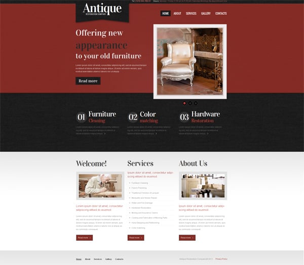 Antique Website Template for Restoration Company