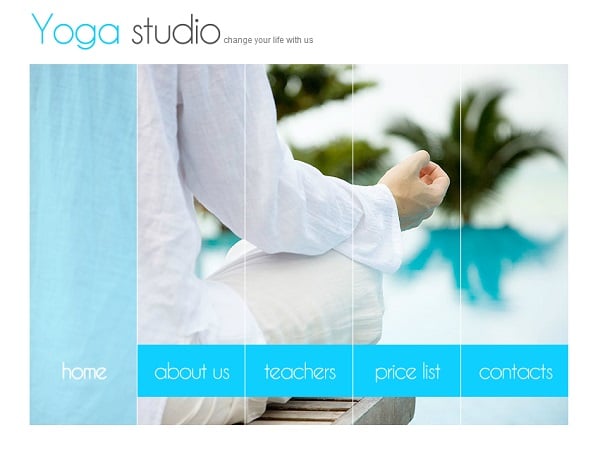 Flash Website Template for Yoga Studio with Background Photos