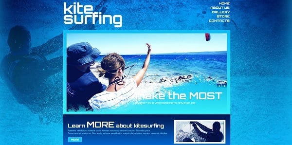 Blue Design for Water Sports Website