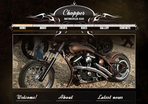 Motorcycle Club Site Template with Vintage Elements