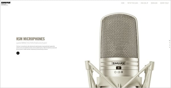 Shure Asia monochromatic website design