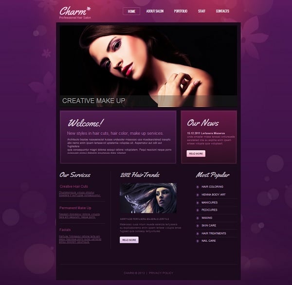 Hair Salon Monochromatic Website Template