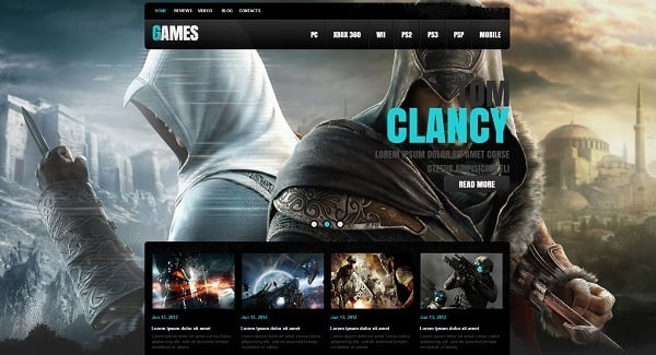 Gaming Website Template with Mobile Category