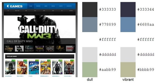 Gaming Website Templates Color Palette Pastel