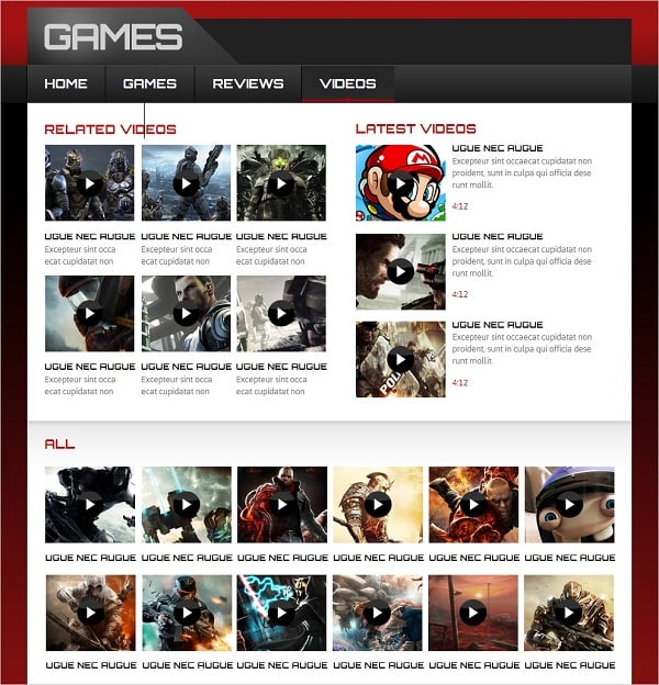 Gaming Website Template with Video