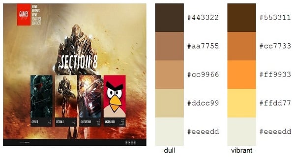 Gaming Website Templates Color Palette Earthy