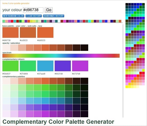 Web Colors Palette Generator