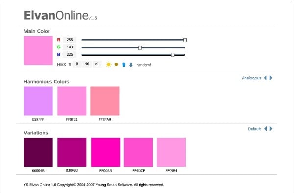Elvan Online Color palette Generator