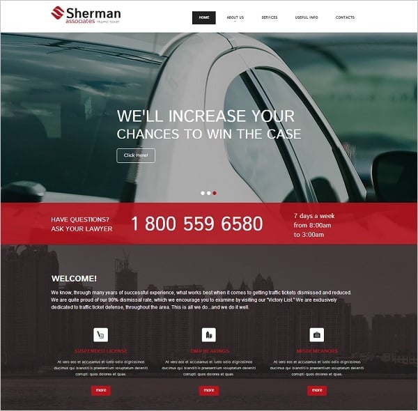 Flat Website Template with Red buttons