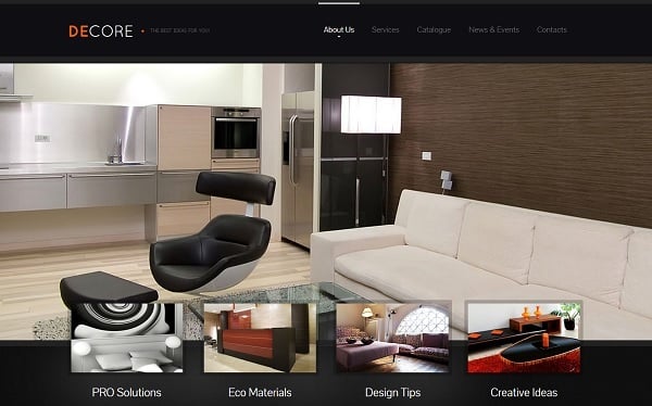 Black Interior Design Website Template