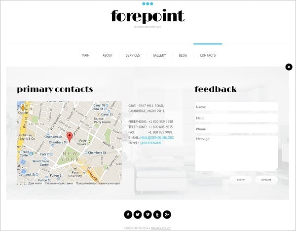 Interior Design Website Template Contact Form