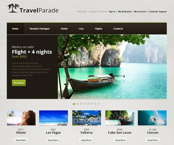 Travel Website Template with jQuery Slider