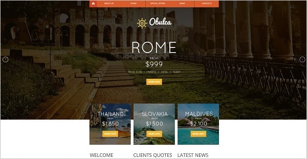 Website Template for Travel Company