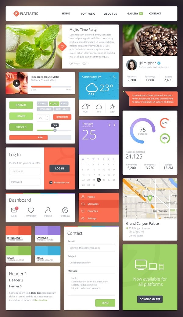 Flattastic Metro-Style UI Kit