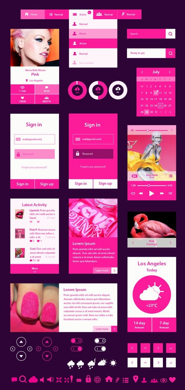 Neon-Pink Metro UI Kit