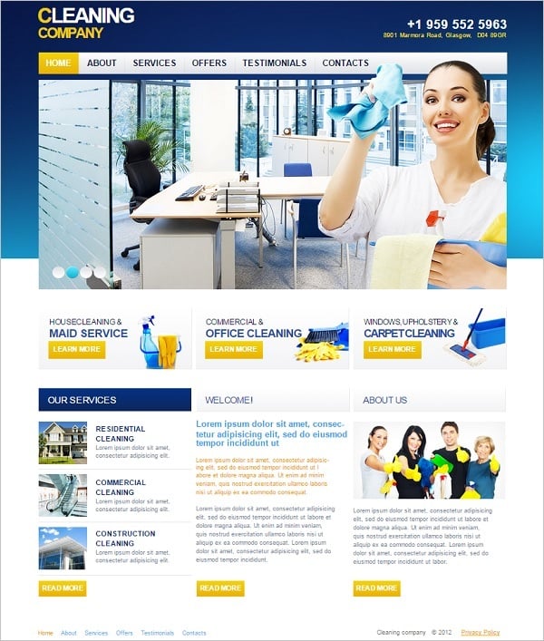 Cleaning Company Website Templates Sparkling Solution for Business