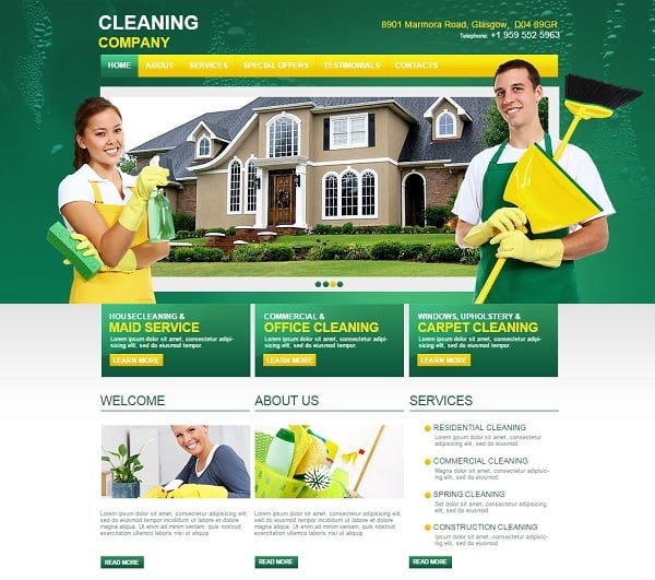 Cleaning Company Website Templates Sparkling Solution for Business