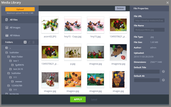 MotoCMS 3.0 - Media Library