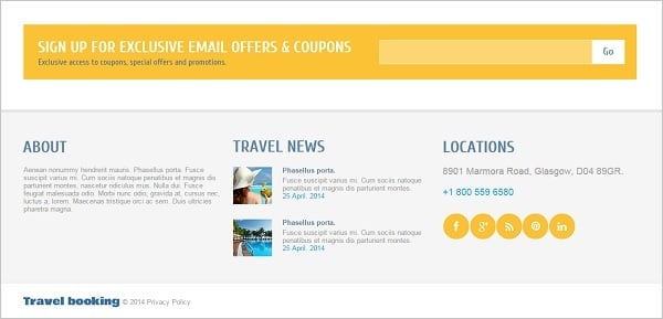 Website Footer - Travel Agency Website Template