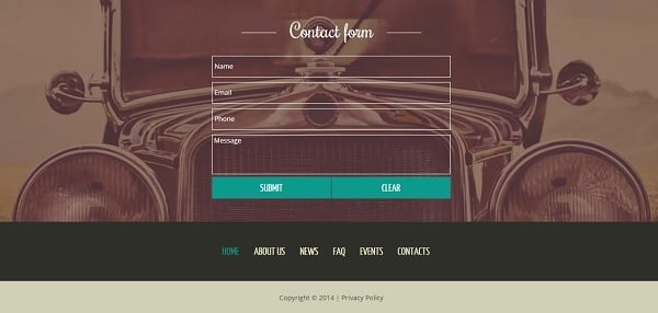 Website Footer - Car Rent Website Template