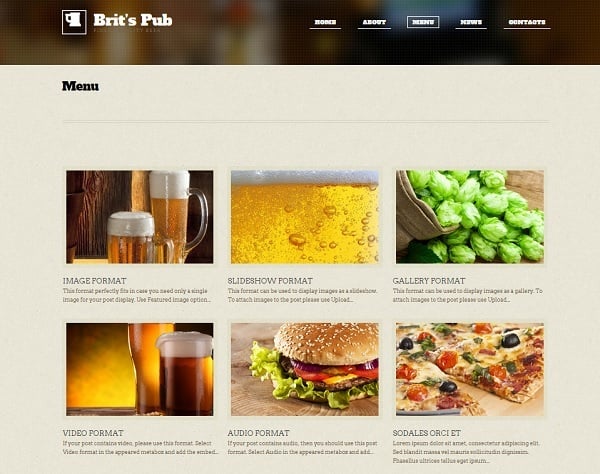 Website Template for Pub or Brewery