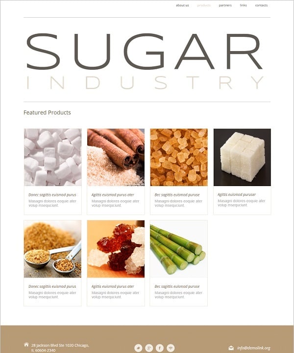 Template for Sugar Industry Website