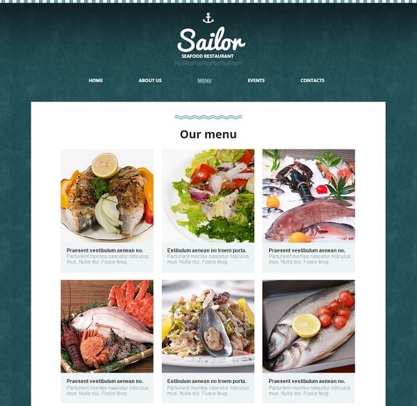 Website Template for Seafood Restaurant