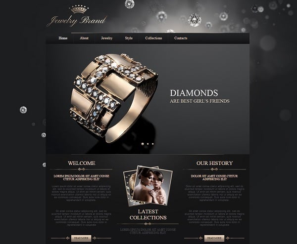 Jewelry Website design - Web Template with Home Page Slider