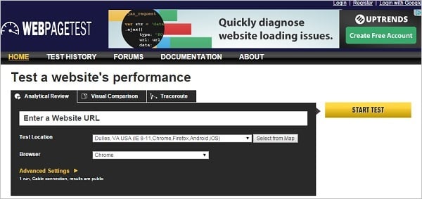 Page Speed Testing Tools - Webpage Test