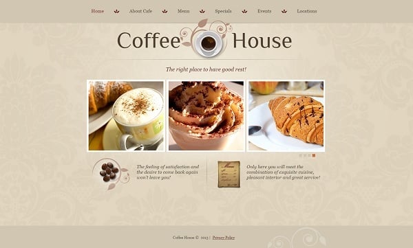 Restaurant Website Design - Cafe