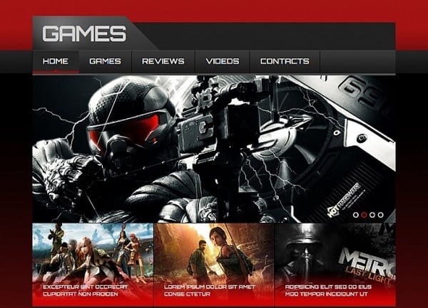 Futuristic Website Templates - Bloody-Red Video Game Website Template