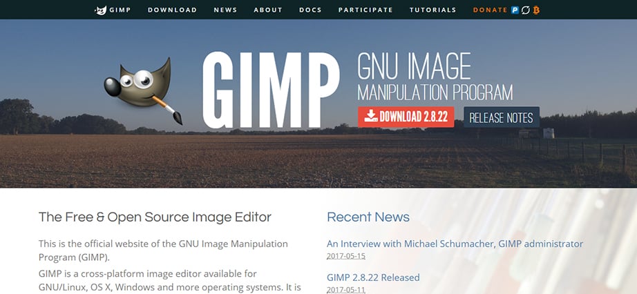 Free web design software for Mac - GIMP