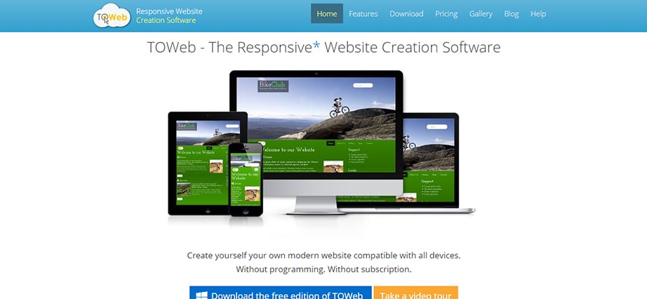 Free web design software for Mac - ToWeb