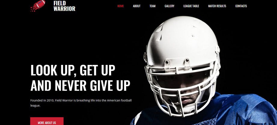 amercan footbal Sports Website Design