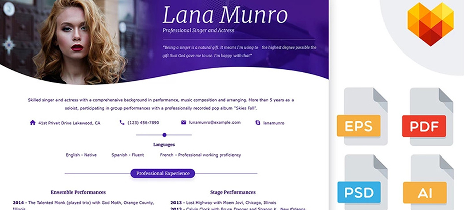 Singer Professional Resume Template