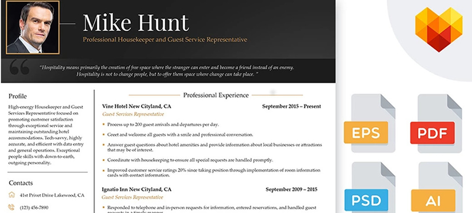 Guest Service Representative Professional Resume Template