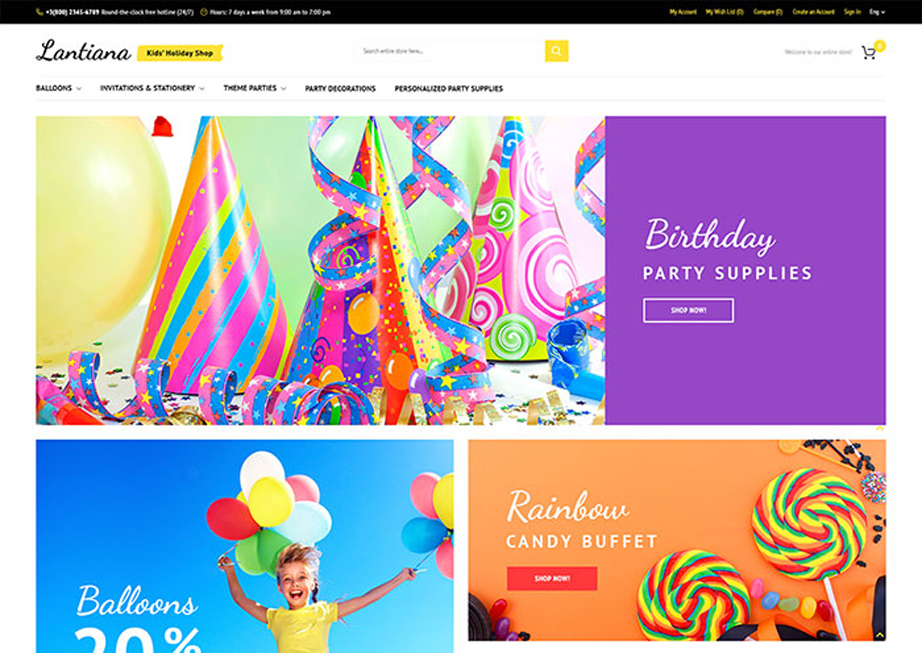 Lantiana - Party Supplies Magento Theme 