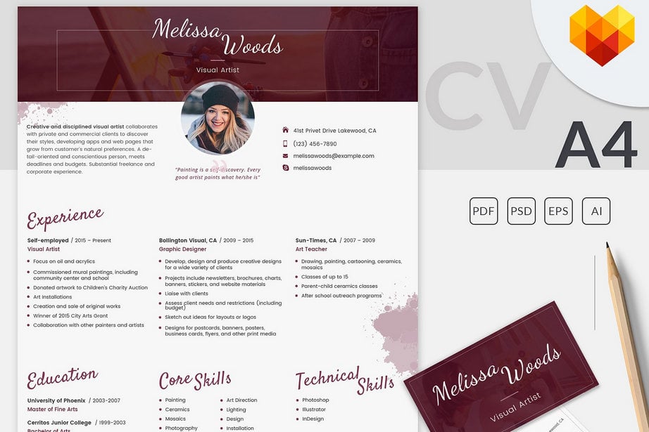 resume templates visual artist image