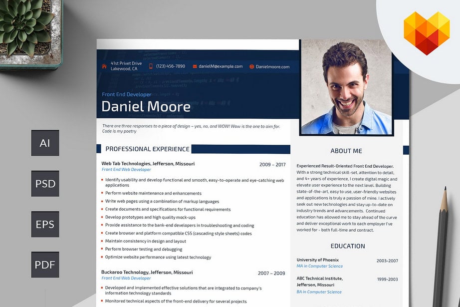 resume templates developer image