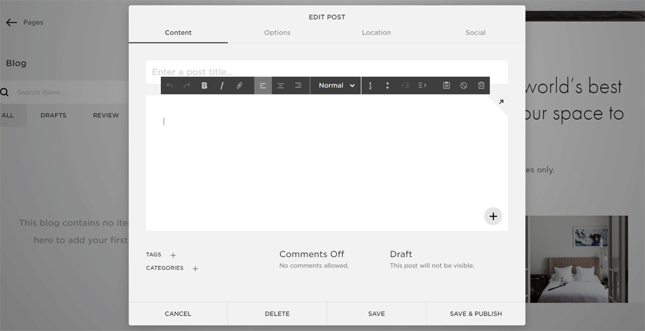 squarespace vs wordpress post editing image