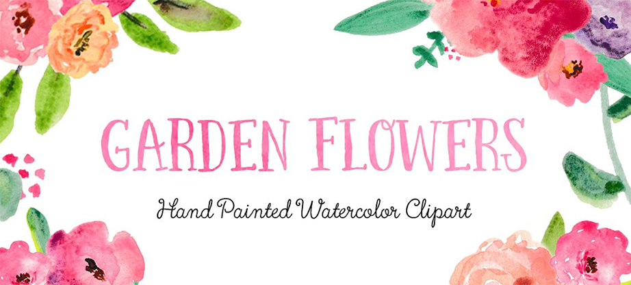 Garden Florals Watercolor Clipart