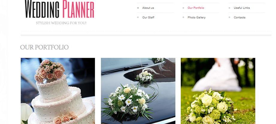 Wedding Planner Website Template with Gentle Colors and White Space